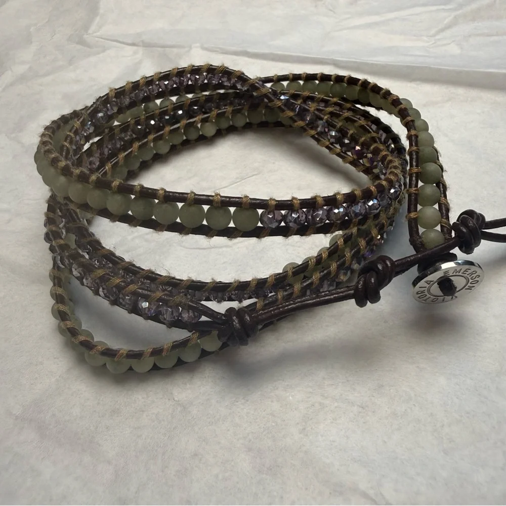 Victoria Emerson Leather Beaded Wrap Bracelet - Picture 4 of 9